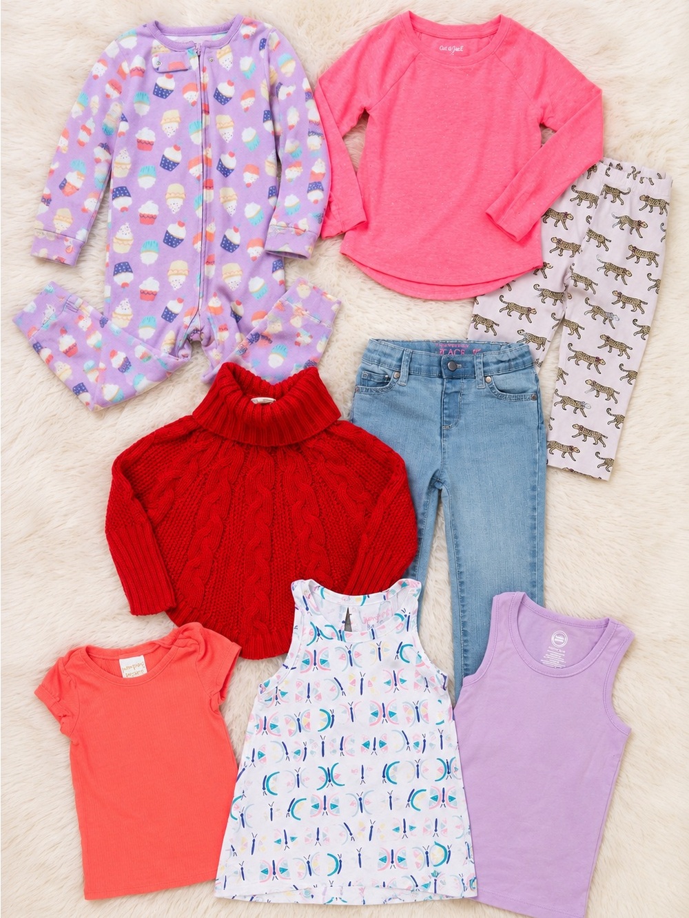 Girls Clothing Lot Size 4T 7pc Pajamas Tops Leggings Jeans Sweater